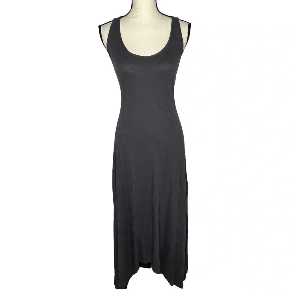 Elizabeth & James Gray Lace Up Racerback Maxi Dress